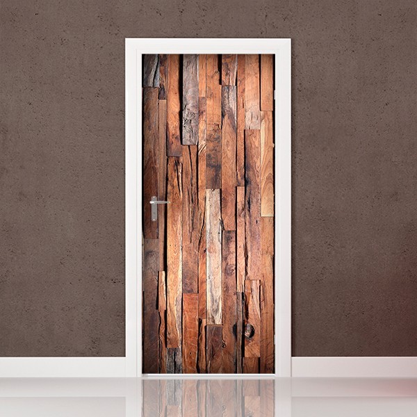 Fotomural puerta vinilo imitación madera- P086