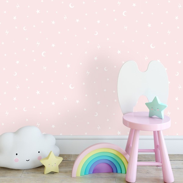 Papel pintado infantil Stars rosa ▻ Infantdeco