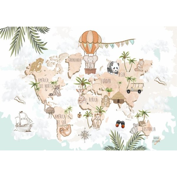 Mural Mapa Infantil Personalizable Safari VCMA-002