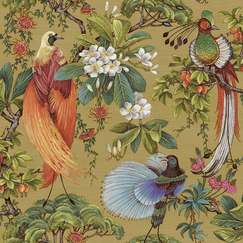 Papel pintado autoadhesivo Flores y pájaros 65x300