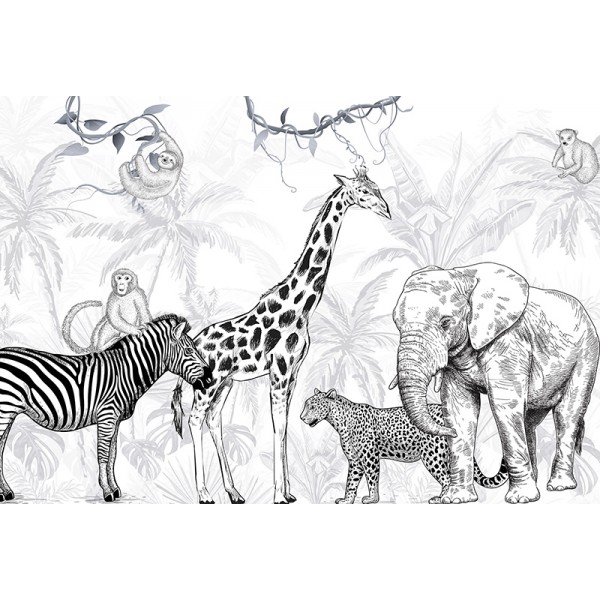 Mural Infantil Jungla Blanc i Negre ANIM563