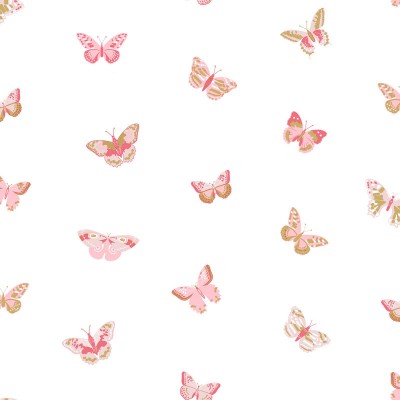 Papel de Parede Xadrez Rosa - Borboleta Decor