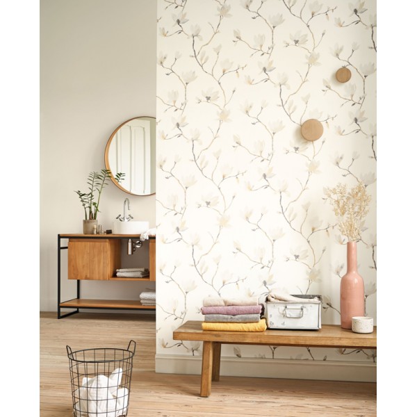 Papel de Parede Flora Bege - B Decor - Decoração para Casa e