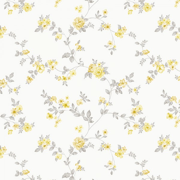 papel pintado pared Florete idílico papel pared Amarillo vintage