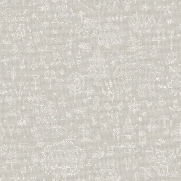 papel pintado bosque con fondo gris