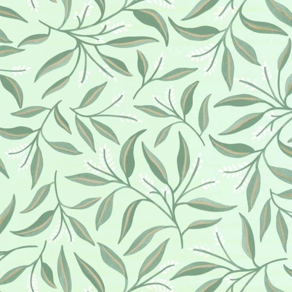 Papel de parede folhas de olivo cor verde menta