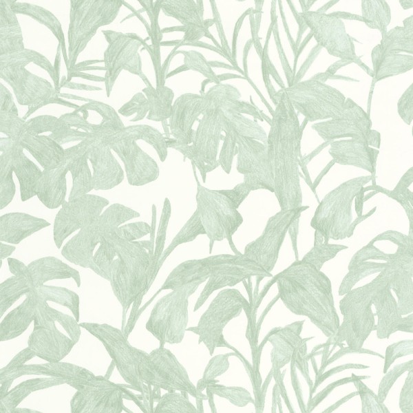 papel de parede tropical com folhas verde claro