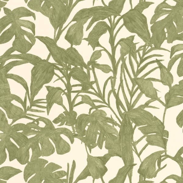 papel de parede tropical com folhas verde caqui