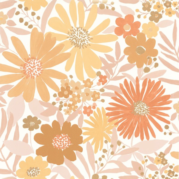 Papel de parede MARGARIDAS LARANJA E OCRE LGG_10443_04_36