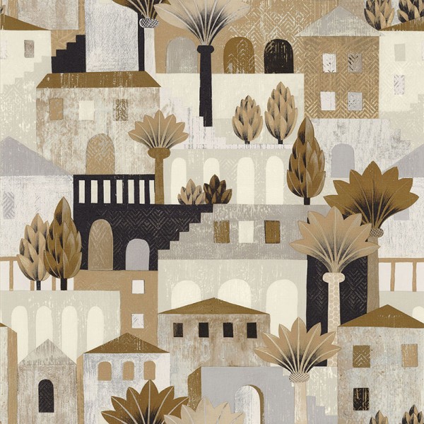 Papel pintado PUEBLO MEDITERRÁNEO BEIGE