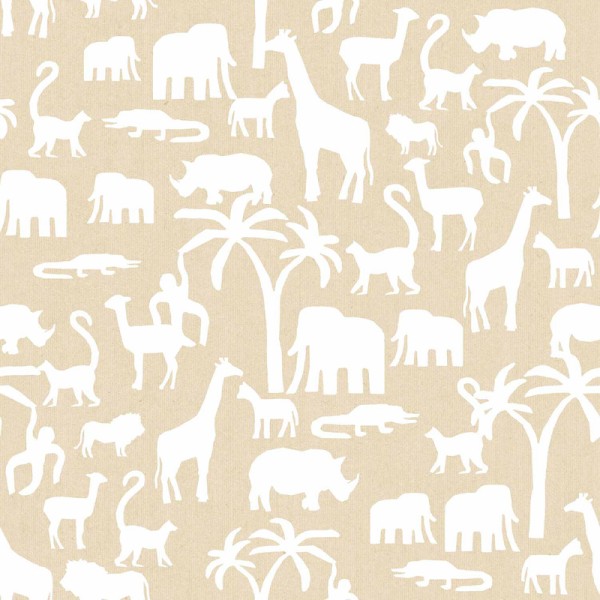 Papel pintado infantil SILUETAS ANIMALES BEIGE