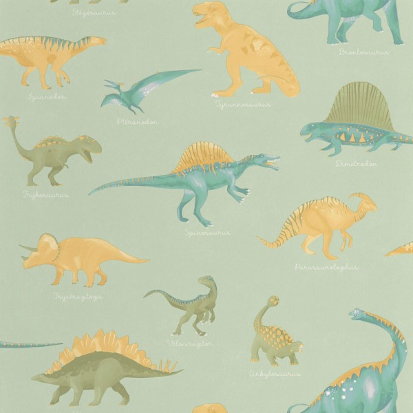 Papel de parede DINOSSAUROS INFANTIS VERDE MNM_10570_70_01