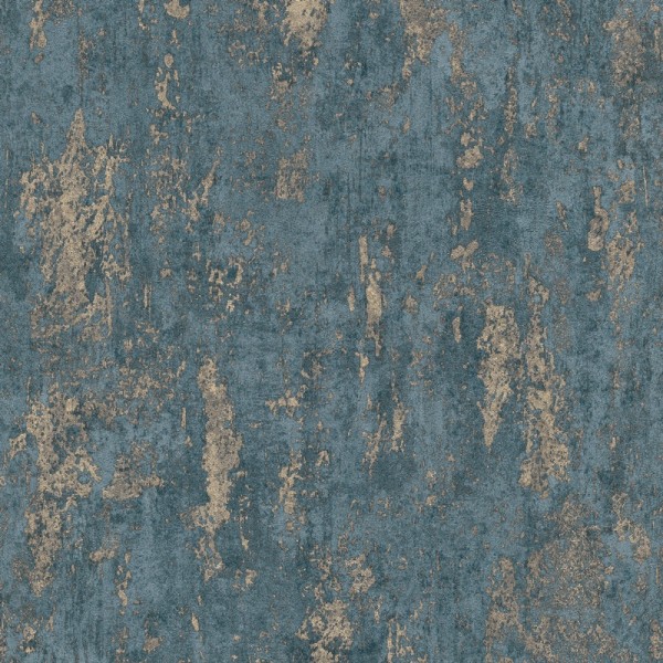 Papel de parede TEXTURA INDUSTRIAL AZUL E DOURADO