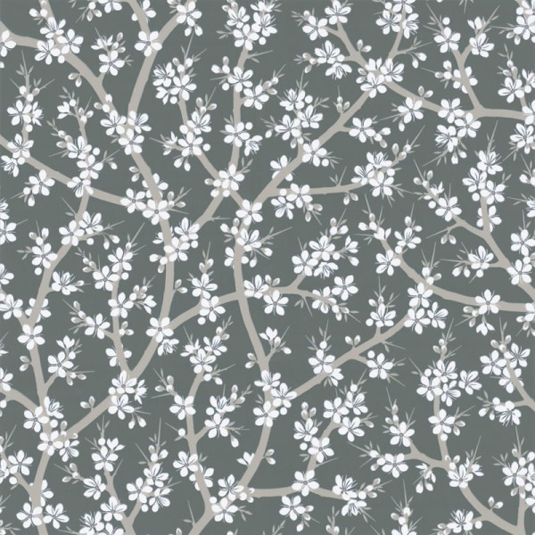 Paper pintat FLORS CIRERER BLANC I NEGRE 5309-4