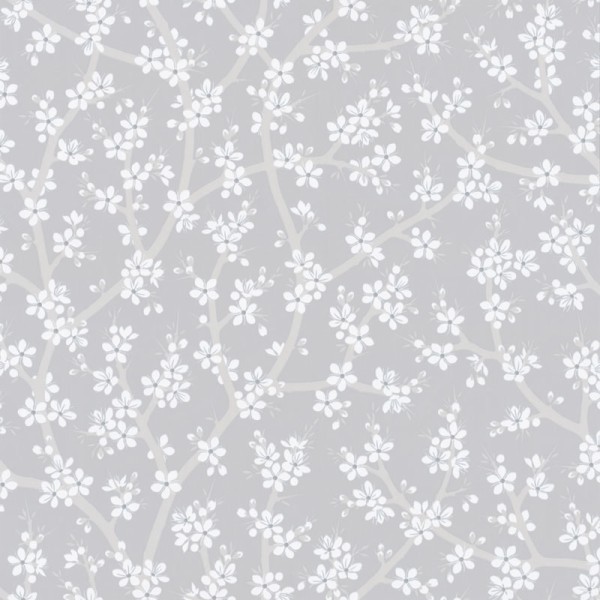 Papel pintado FLORES CEREZO BLANCO Y GRIS 5309-1