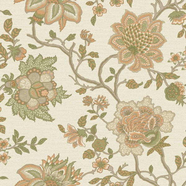 Papel de parede FLORES PAISLEY LARANJA