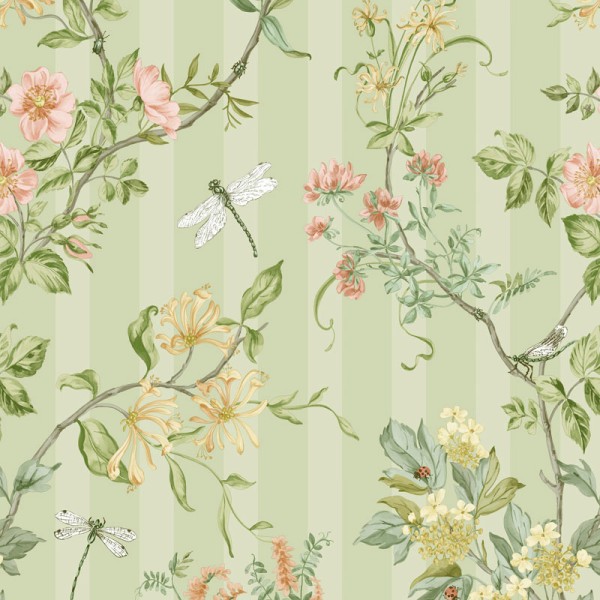 Papel de parede FLORA COM RISCAS VERDE TM91930