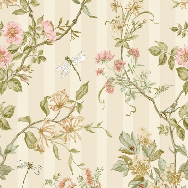 Papel pintado FLORA A RAYAS BEIGE TM91932